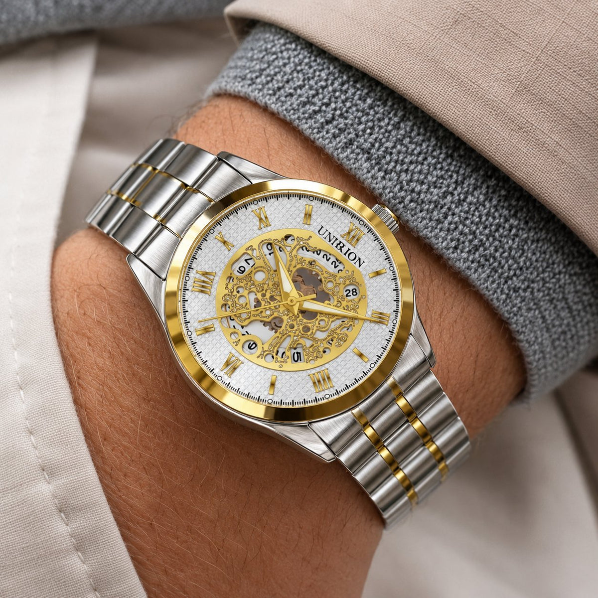 Unrian Golden Skeleton Automatic Watch