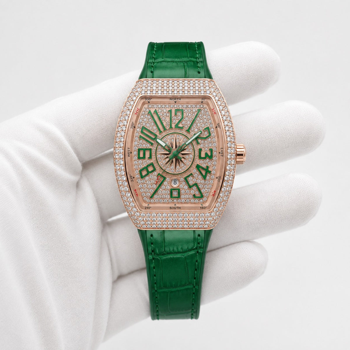 V-Luxe Tonneau Diamond Dial Watch.
