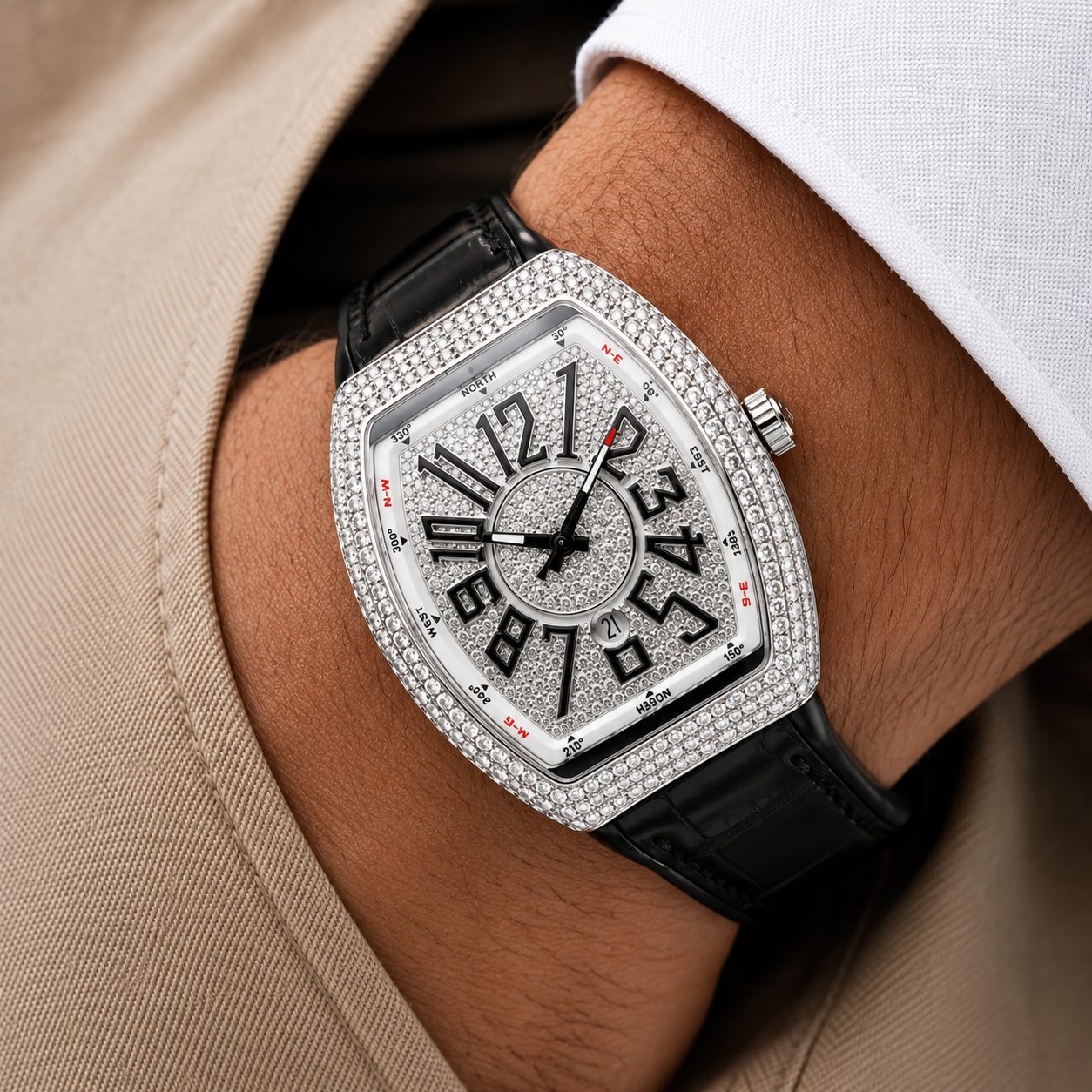 V-Luxe Tonneau Diamond Dial Watch.
